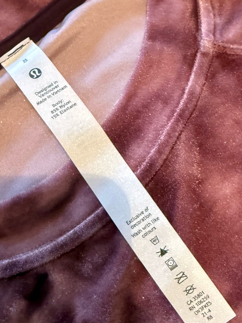 lululemon | Velour Warm Down Crew | Interstellar Cassis Multi | Size 8 - Picture 7 of 9